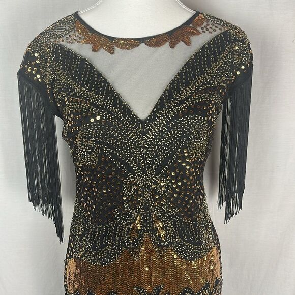 NWT Fairy Couple Gatsby Long Fringe Flapper Cocktail Party Dress - Picture 2 of 8
